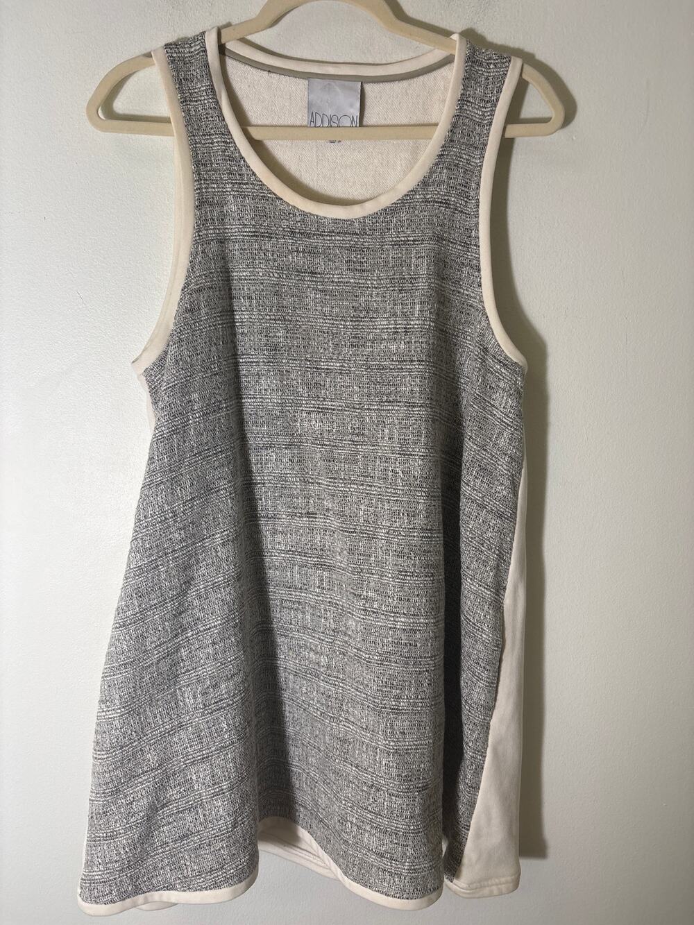 Addison Gray Tweed Sleeveess Knee Length Dress Sz M